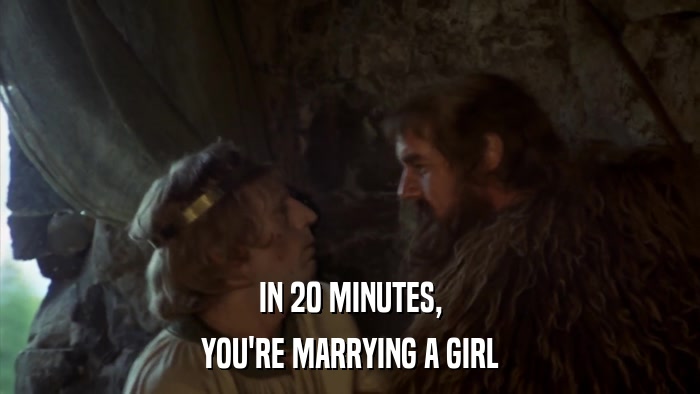 IN 20 MINUTES, YOU'RE MARRYING A GIRL 
