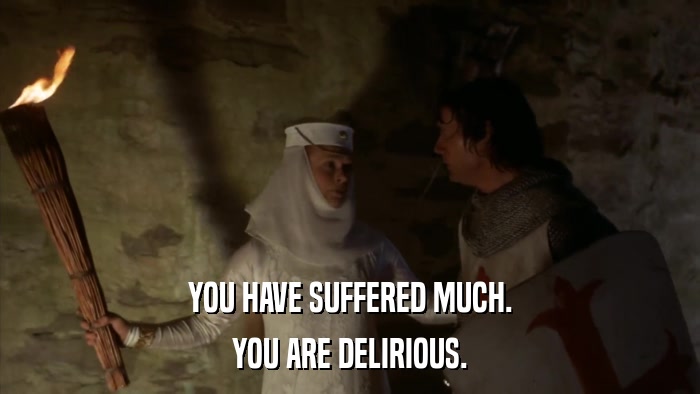 YOU HAVE SUFFERED MUCH. YOU ARE DELIRIOUS. 