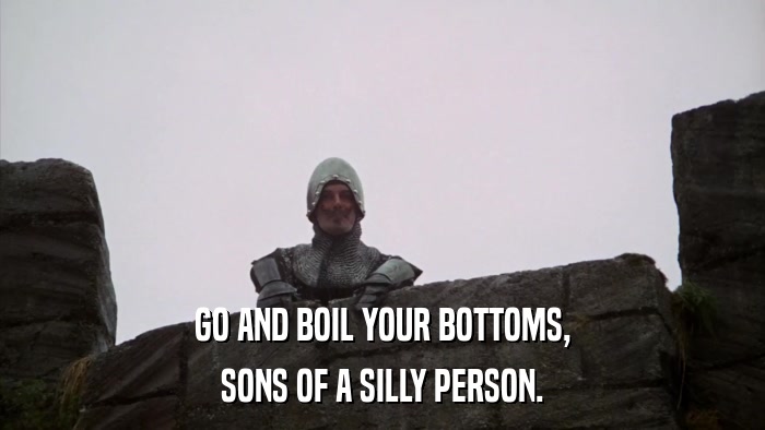 GO AND BOIL YOUR BOTTOMS, SONS OF A SILLY PERSON. 