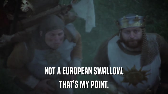 NOT A EUROPEAN SWALLOW. THAT'S MY POINT. 