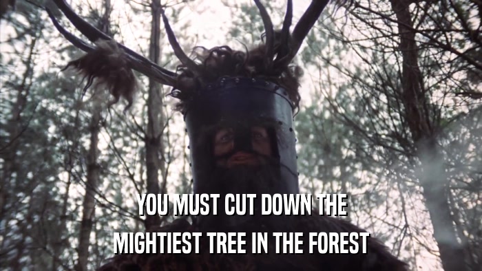 YOU MUST CUT DOWN THE MIGHTIEST TREE IN THE FOREST 