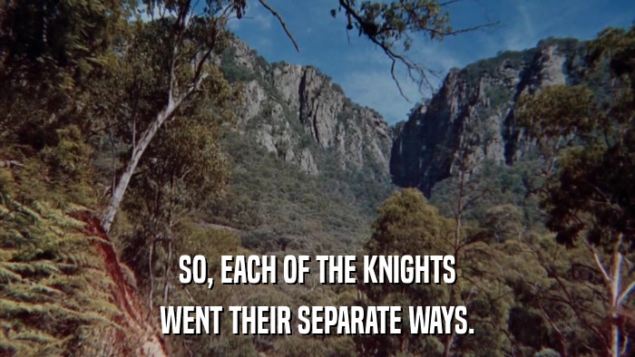 SO, EACH OF THE KNIGHTS WENT THEIR SEPARATE WAYS. 