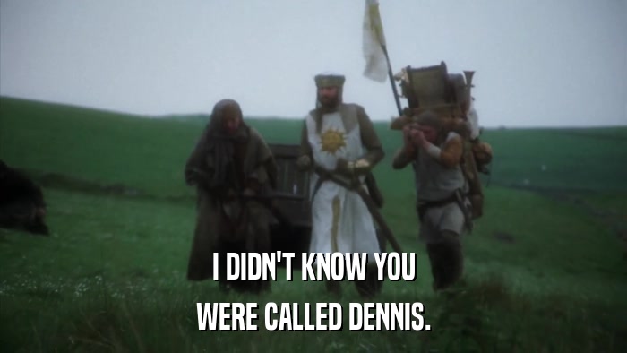I DIDN'T KNOW YOU WERE CALLED DENNIS. 