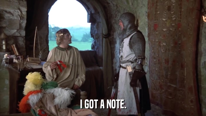 I GOT A NOTE.  