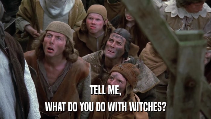 TELL ME, WHAT DO YOU DO WITH WITCHES? 