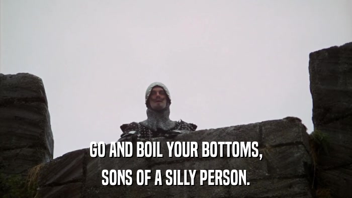 GO AND BOIL YOUR BOTTOMS, SONS OF A SILLY PERSON. 