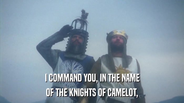 I COMMAND YOU, IN THE NAME OF THE KNIGHTS OF CAMELOT, 