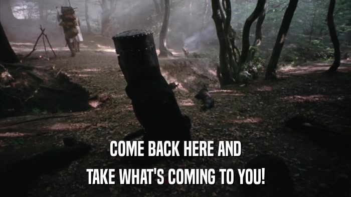 COME BACK HERE AND TAKE WHAT'S COMING TO YOU! 