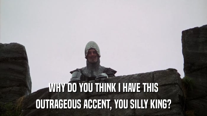 WHY DO YOU THINK I HAVE THIS OUTRAGEOUS ACCENT, YOU SILLY KING? 