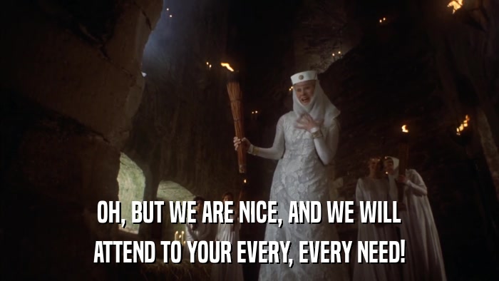 OH, BUT WE ARE NICE, AND WE WILL ATTEND TO YOUR EVERY, EVERY NEED! 