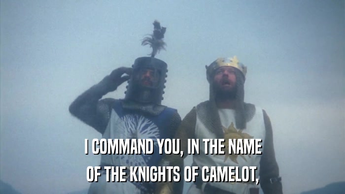 I COMMAND YOU, IN THE NAME OF THE KNIGHTS OF CAMELOT, 
