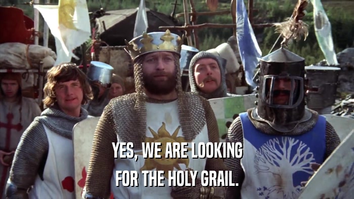 YES, WE ARE LOOKING FOR THE HOLY GRAIL. 