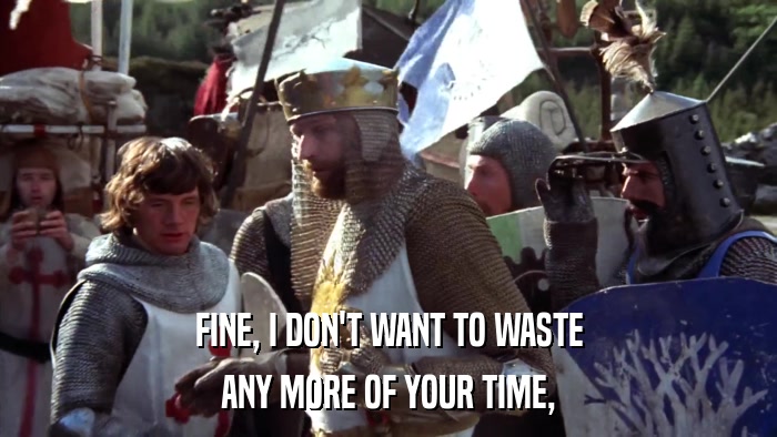 FINE, I DON'T WANT TO WASTE ANY MORE OF YOUR TIME, 