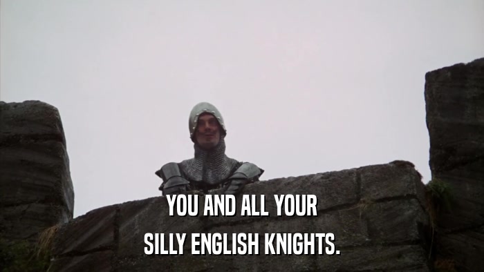 YOU AND ALL YOUR SILLY ENGLISH KNIGHTS. 
