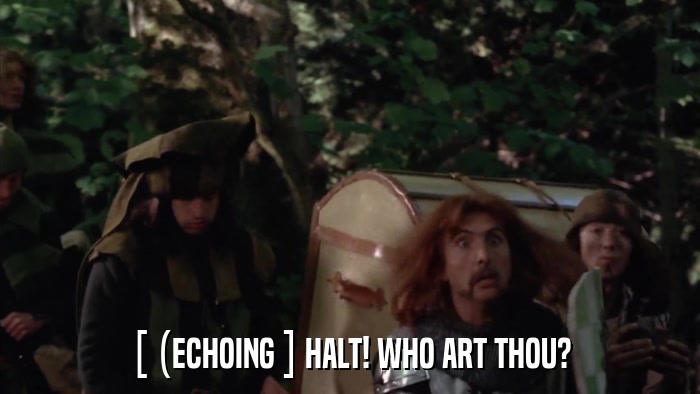 [ (ECHOING ] HALT! WHO ART THOU?  