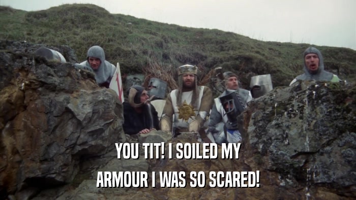 YOU TIT! I SOILED MY ARMOUR I WAS SO SCARED! 
