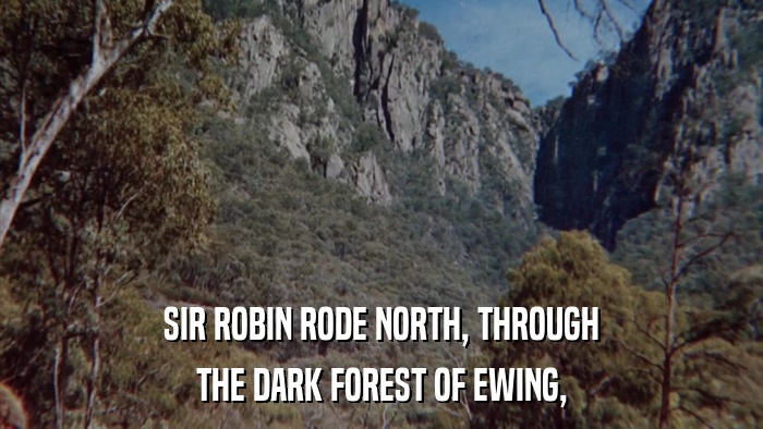 SIR ROBIN RODE NORTH, THROUGH THE DARK FOREST OF EWING, 