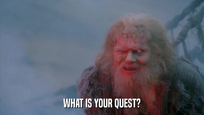 WHAT IS YOUR QUEST?  