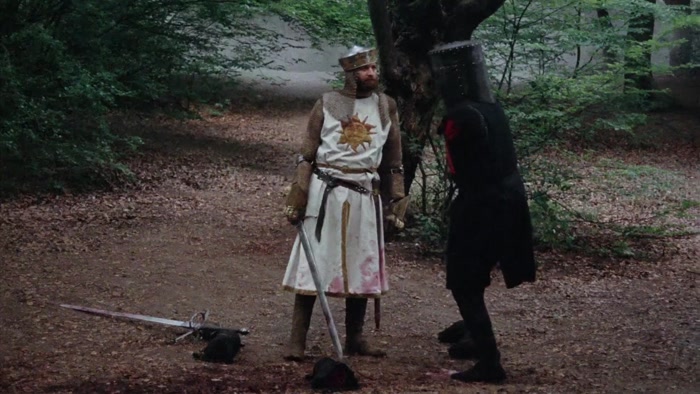 THE BLACK KNIGHT ALWAYS TRIUMPHS. HAVE AT YOU! 