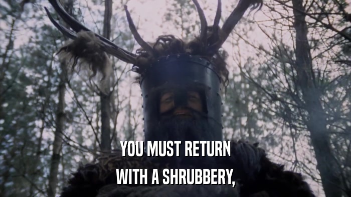 YOU MUST RETURN WITH A SHRUBBERY, 