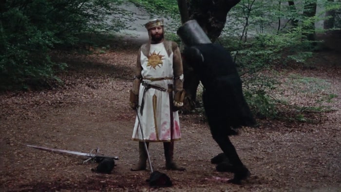 THE BLACK KNIGHT ALWAYS TRIUMPHS. HAVE AT YOU! 