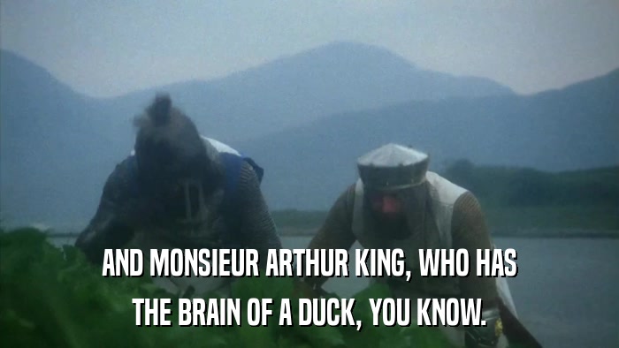 AND MONSIEUR ARTHUR KING, WHO HAS THE BRAIN OF A DUCK, YOU KNOW. 