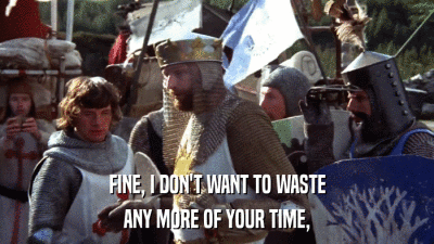FINE, I DON'T WANT TO WASTE ANY MORE OF YOUR TIME, 