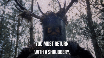 YOU MUST RETURN WITH A SHRUBBERY, 