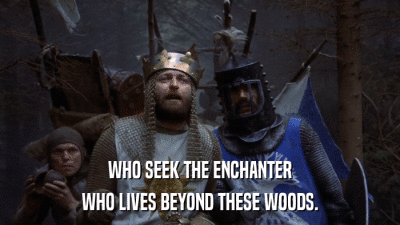 WHO SEEK THE ENCHANTER WHO LIVES BEYOND THESE WOODS. 