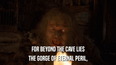 FOR BEYOND THE CAVE LIES THE GORGE OF ETERNAL PERIL, 