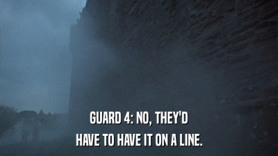 GUARD 4: NO, THEY'D HAVE TO HAVE IT ON A LINE. 