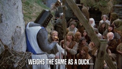 WEIGHS THE SAME AS A DUCK...  