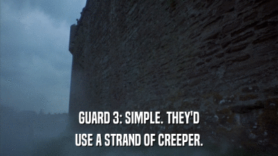 GUARD 3: SIMPLE. THEY'D USE A STRAND OF CREEPER. 