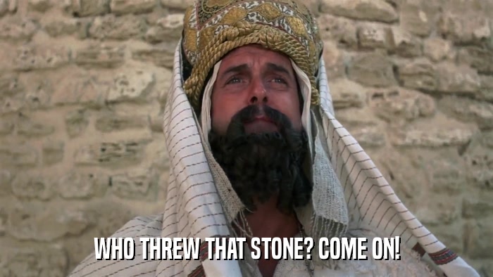 WHO THREW THAT STONE? COME ON!  