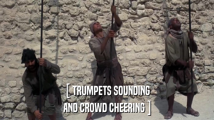 [ TRUMPETS SOUNDING AND CROWD CHEERING ] 