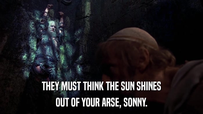 THEY MUST THINK THE SUN SHINES OUT OF YOUR ARSE, SONNY. 