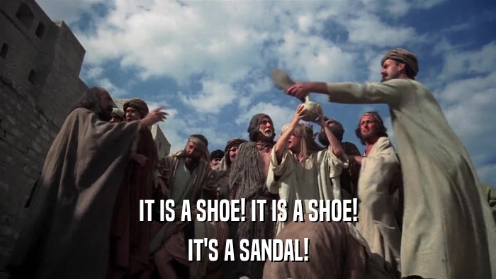 IT IS A SHOE! IT IS A SHOE! IT'S A SANDAL! 