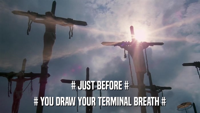# JUST BEFORE # # YOU DRAW YOUR TERMINAL BREATH # 