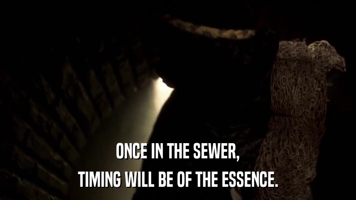 ONCE IN THE SEWER, TIMING WILL BE OF THE ESSENCE. 