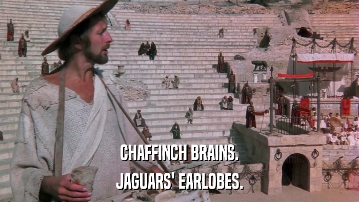 CHAFFINCH BRAINS. JAGUARS' EARLOBES. 