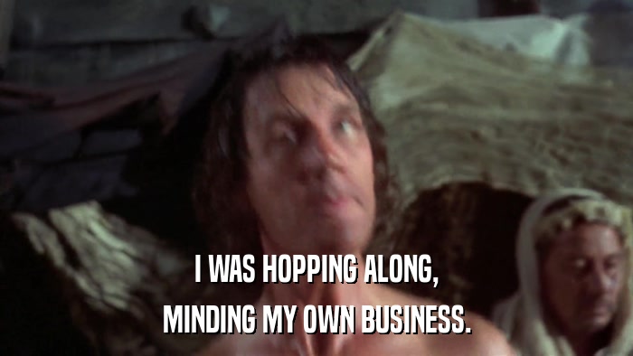 I WAS HOPPING ALONG, MINDING MY OWN BUSINESS. 