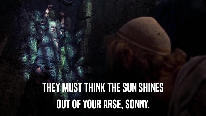 THEY MUST THINK THE SUN SHINES OUT OF YOUR ARSE, SONNY. 