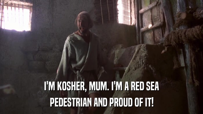 I'M KOSHER, MUM. I'M A RED SEA PEDESTRIAN AND PROUD OF IT! 