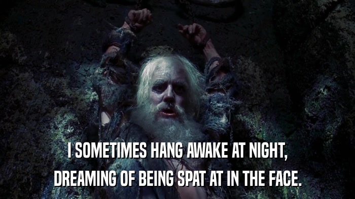 I SOMETIMES HANG AWAKE AT NIGHT, DREAMING OF BEING SPAT AT IN THE FACE. 