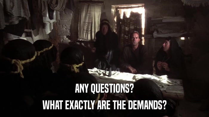 ANY QUESTIONS? WHAT EXACTLY ARE THE DEMANDS? 