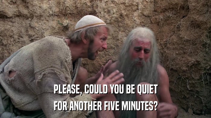 PLEASE, COULD YOU BE QUIET FOR ANOTHER FIVE MINUTES? 