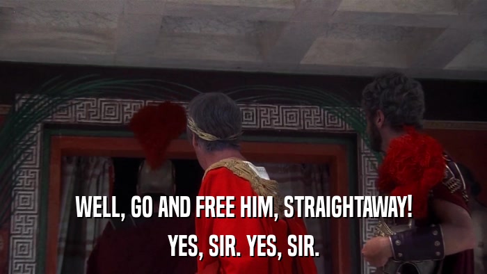 WELL, GO AND FREE HIM, STRAIGHTAWAY! YES, SIR. YES, SIR. 