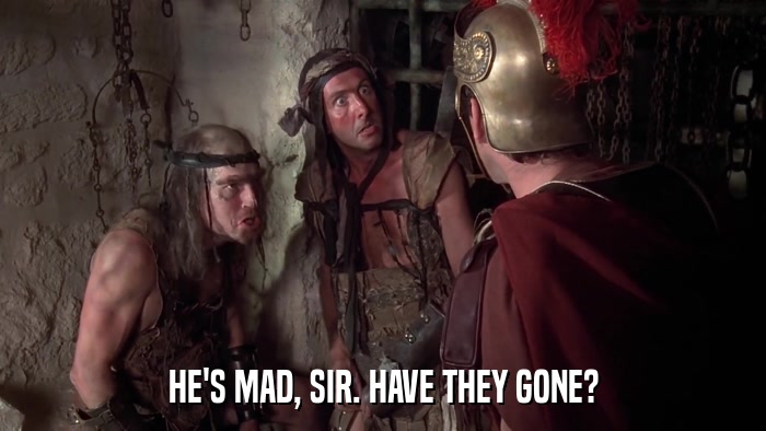 HE'S MAD, SIR. HAVE THEY GONE?  