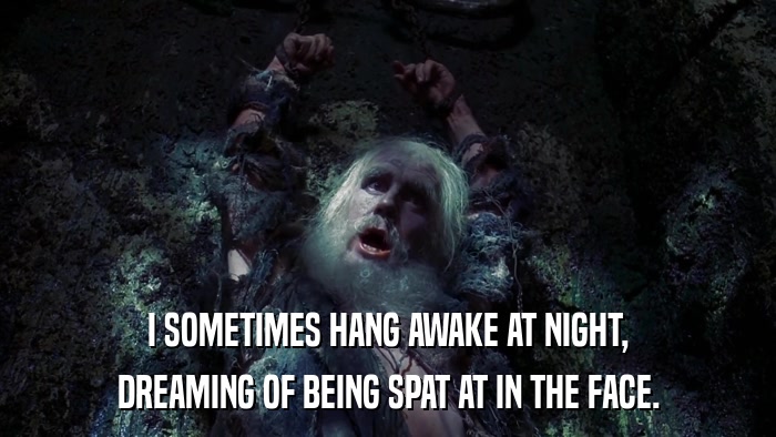 I SOMETIMES HANG AWAKE AT NIGHT, DREAMING OF BEING SPAT AT IN THE FACE. 