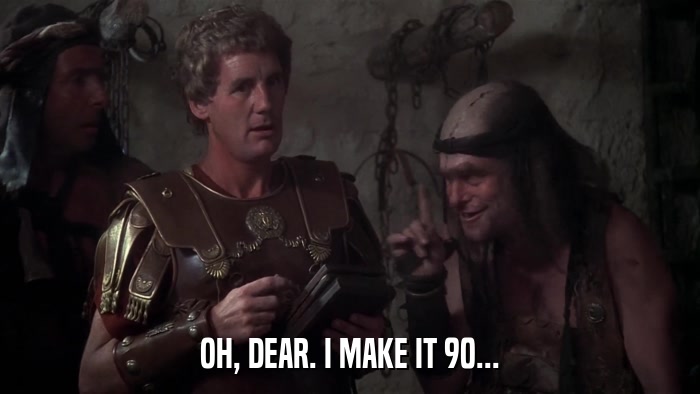 OH, DEAR. I MAKE IT 90...  